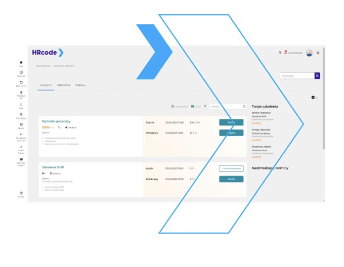 HRcode — funkcje - moduł szkolenia stacjonarne