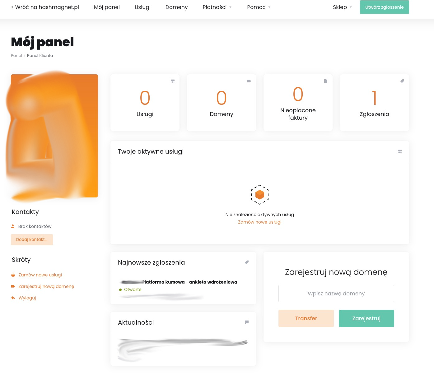 ProfitLMS — panel administratora z przeglądem konta