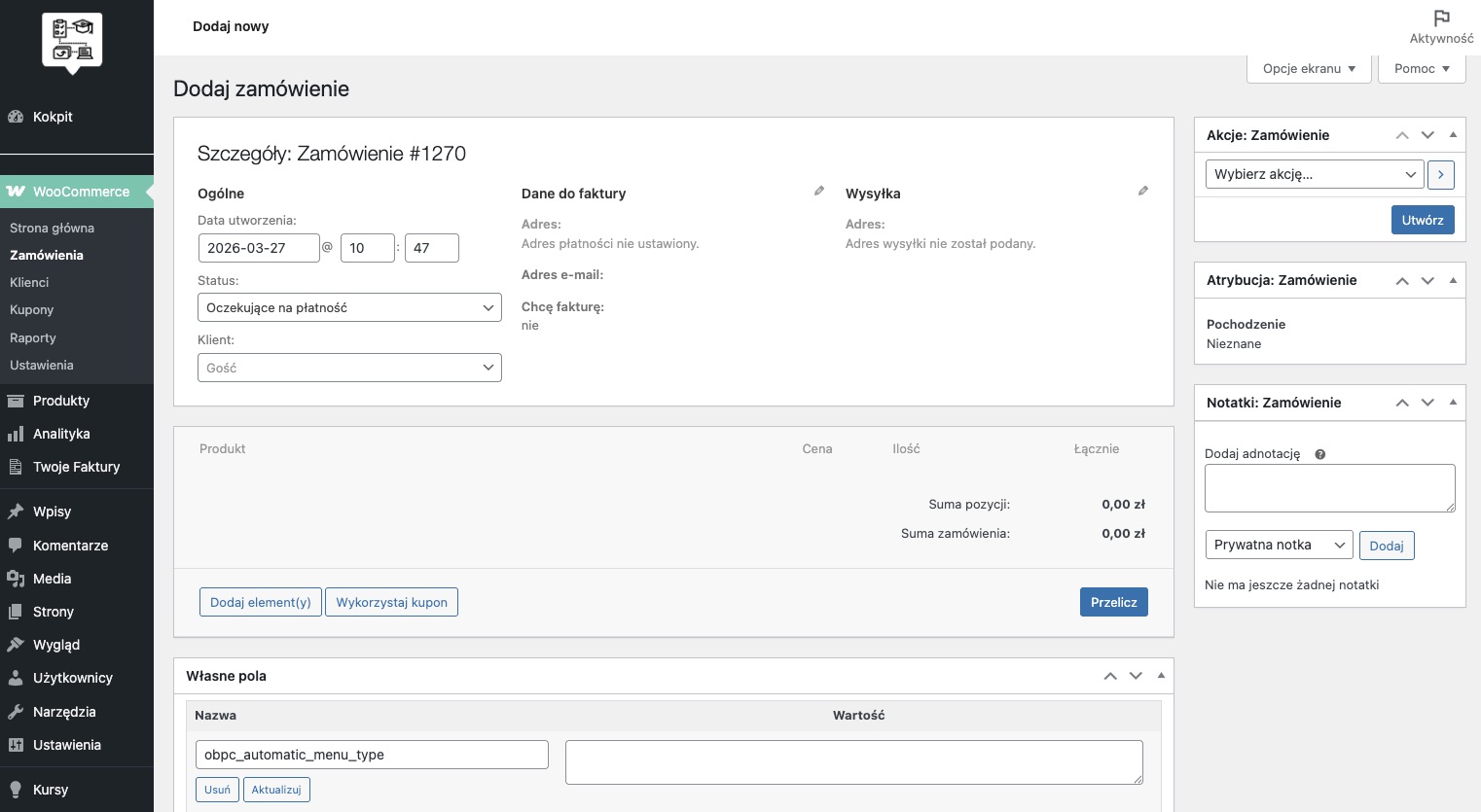 ProfitLMS — panel zamówień i transakcji