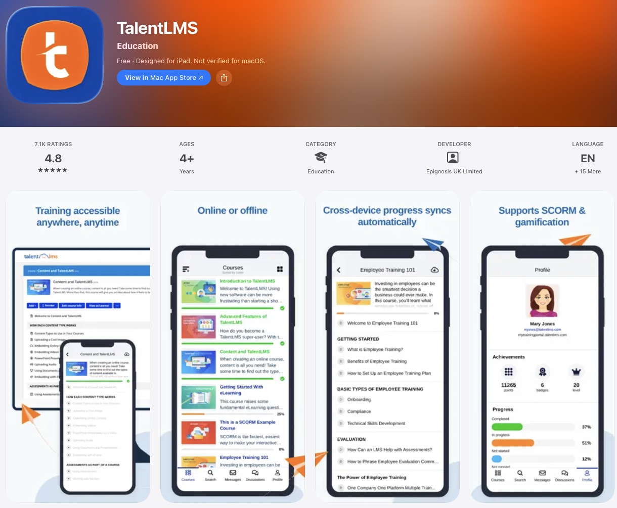 TalentLMS — funkcje - aplikacja