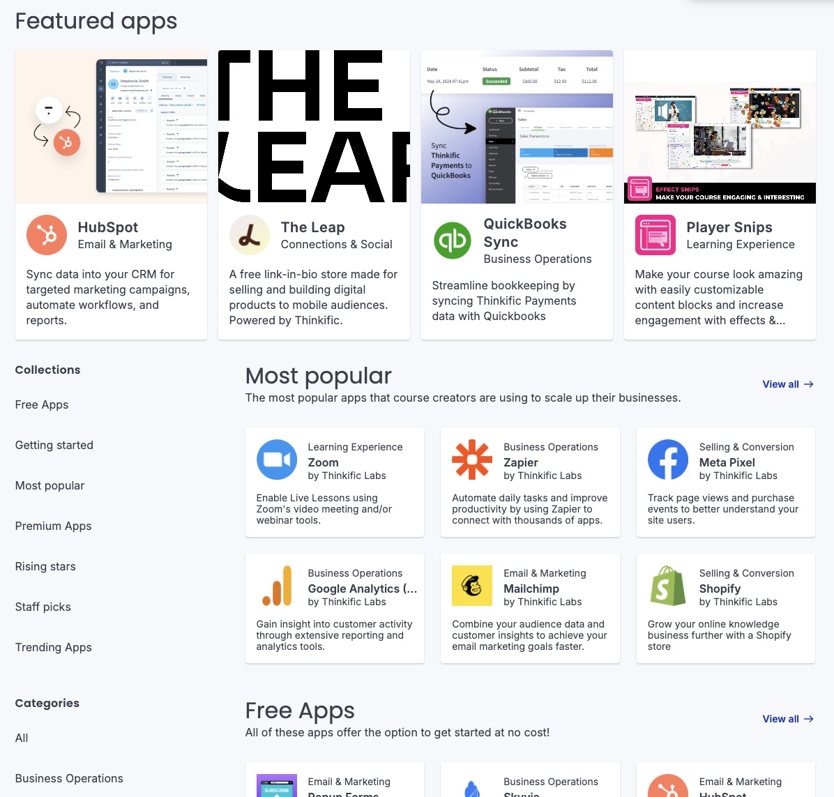 Thinkific — app store
